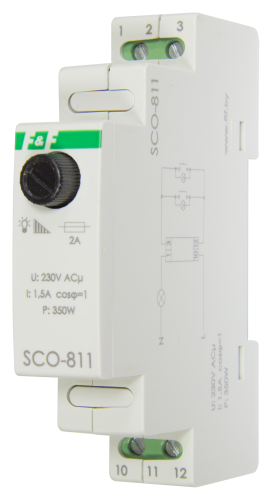 Евроавтоматика F&F SCO-811 для ламп накаливания мощность до 350Вт, 1 модуль, монтаж на DIN-рейке 230В AC 1,5А IP20